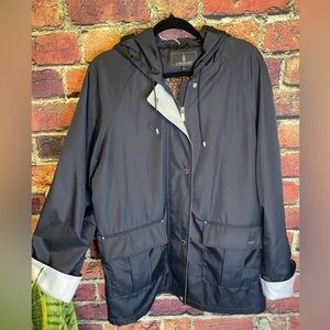 London Fog Emilia Navy & Grey Zip Up Hooded Jacket Size L